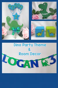 Image 5 of Personalised Dino Banner, ANY AGE Dino Party, Dinosaur Bunting, Dino Room Decor