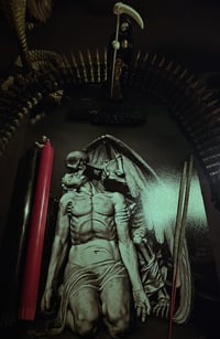 Image 1 of Black Santa Muerte bundle with excl print 'KISS OF DEATH' and handmade Obsidian dagger.