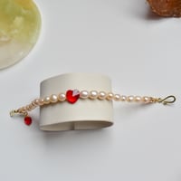Image 4 of Pearl and Red Heart Necklace and Bracelet Set