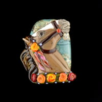 Image 1 of XXXL. Meadowlark Carousel Horse - Flamework GLass Sculpture Bead