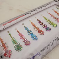 Image 3 of 10 Long Colorful Bindis with Crystal Stones