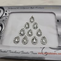 Image 1 of Tear Drop Shape Bindis in Silver color