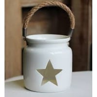 Star t-light holder with rope handle 