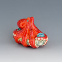 Image 5 of XXXL. Hot Orange Red-Spot 3D Octopus - Flamework Glass Sculpture