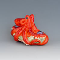 Image 2 of XXXL. Bright Orange Red-Spot 3D Octopus - Flamework Glass Sculpture