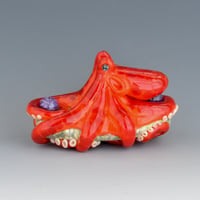 Image 5 of XXXL. Bright Orange Red-Spot 3D Octopus - Flamework Glass Sculpture