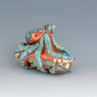 Image 1 of XXXL. Reticulated Coral 3D Octopus - Lampwork Glass Sculpture Bead