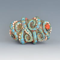 Image 3 of XXXL. Reticulated Coral 3D Octopus - Lampwork Glass Sculpture Bead