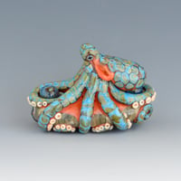 Image 4 of XXXL. Reticulated Coral 3D Octopus - Lampwork Glass Sculpture Bead