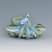 Image 2 of XXXL. Reticulated Periwinkle 3D Octopus - Flamework Glass Sculpture 