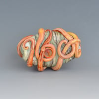 Image 3 of LG. Streaky Little Coral Orange Octopus - Flameworked Glass Sculpture Bead
