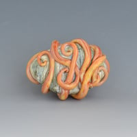 Image 3 of LG. Streaky Little Pale Coral Orange Octopus - Flameworked Glass Sculpture Bead