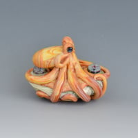 Image 5 of LG. Streaky Little Pale Coral Orange Octopus - Flameworked Glass Sculpture Bead