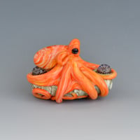 Image 2 of LG. Bright Little Streaky Orange Octopus - Flameworked Glass Sculpture Bead