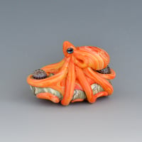 Image 4 of LG. Bright Little Streaky Orange Octopus - Flameworked Glass Sculpture Bead