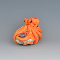 Image 5 of LG. Bright Little Streaky Orange Octopus - Flameworked Glass Sculpture Bead