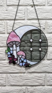 Image 3 of Floral Mushroom Moon - Pink & Iridescent