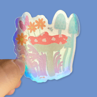 Image 2 of Holographic Mushroom Sticker