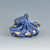 Image 2 of LG. Little Dark Streaky Blue Octopus - Flameworked Glass Sculpture Bead