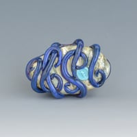 Image 3 of LG. Little Dark Streaky Blue Octopus - Flameworked Glass Sculpture Bead