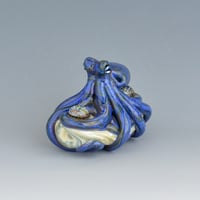 Image 5 of LG. Little Dark Streaky Blue Octopus - Flameworked Glass Sculpture Bead