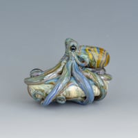 Image 5 of LG. Little Streaky Multicolor Octopus - Flameworked Glass Sculpture Bead