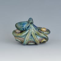 Image 2 of LG. Little Blue Aura Octopus - Flameworked Glass Sculpture Bead