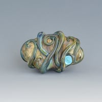 Image 3 of LG. Little Blue Aura Octopus - Flameworked Glass Sculpture Bead