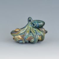 Image 4 of LG. Little Blue Aura Octopus - Flameworked Glass Sculpture Bead