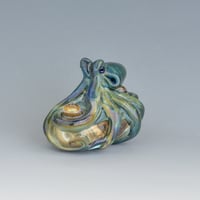Image 5 of LG. Little Blue Aura Octopus - Flameworked Glass Sculpture Bead