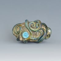 Image 3 of LG. Little Aura Blue Octopus - Flameworked Glass Sculpture Bead