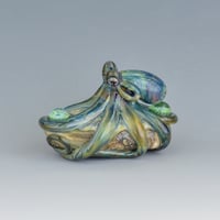 Image 4 of LG. Little Aura Blue Octopus - Flameworked Glass Sculpture Bead