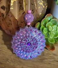 Purple flower car  freshie scented in Diane's Daydream -pink sugar, snowfairy and a hint of leather 