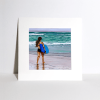 Image 2 of Girl With A Blue Boogie Board-Fine Art Print