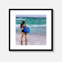 Image 3 of Girl With A Blue Boogie Board-Fine Art Print