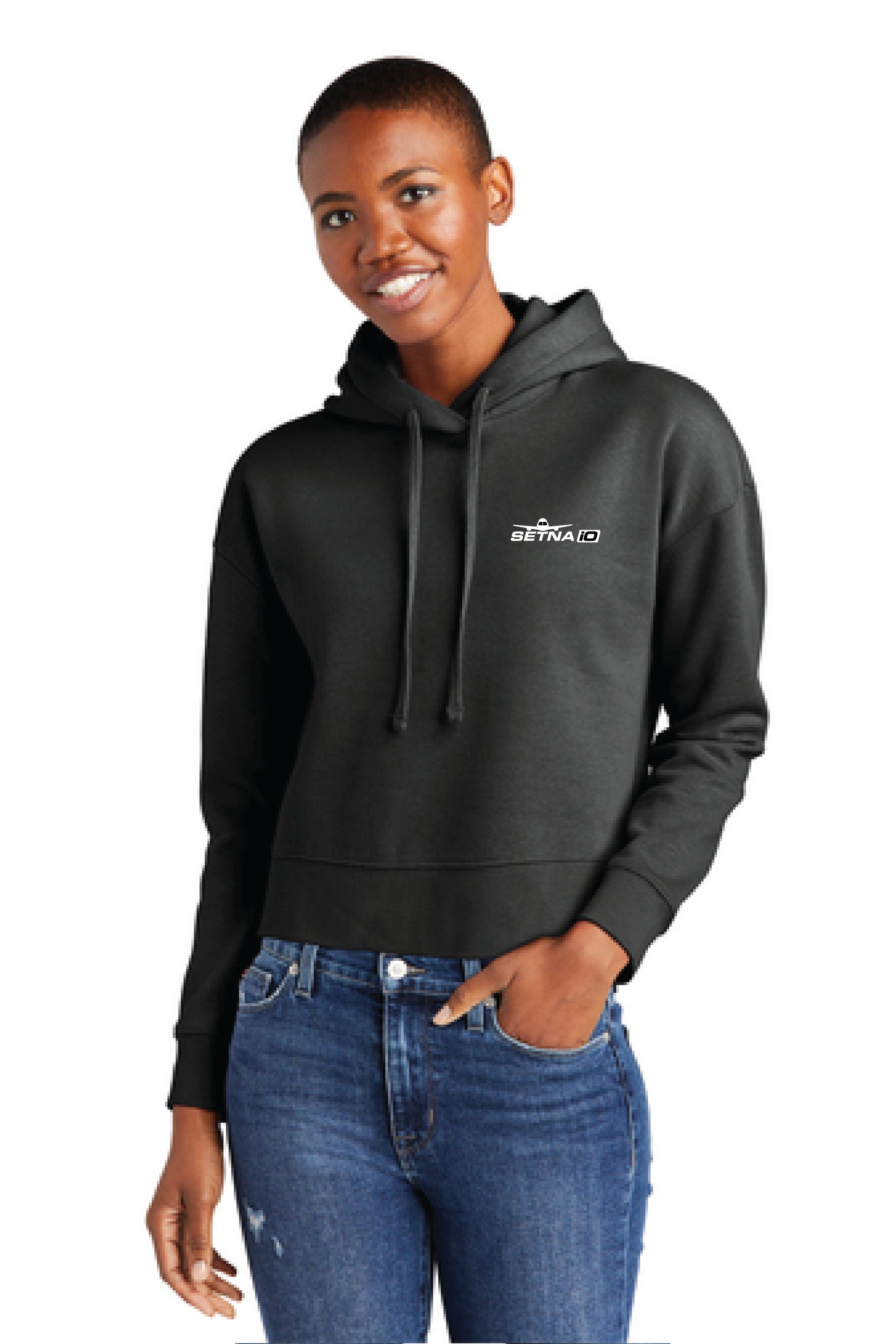 Setna iO Women's Cropped Hoodie Embroidered(Black) | Sentix Apparel