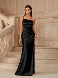 Image 1 of The Finer Things Satin Maxi Dress - Black