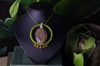 Image 1 of Green linen grey moonstone necklace