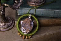 Image 4 of Green linen grey moonstone necklace
