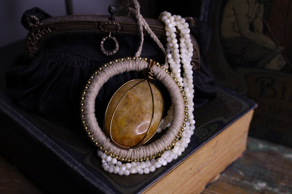 Image of Natural hemp cord golden healer necklace