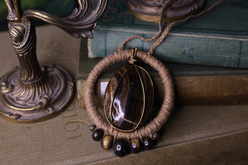 Image of Beige hemp cord jasper necklace