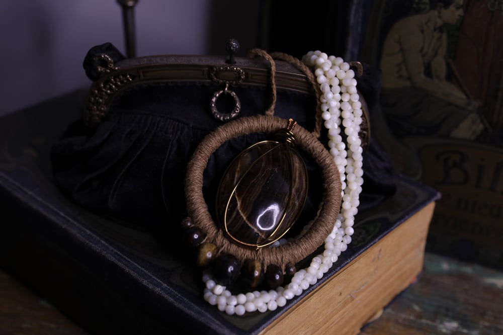 Image of Beige hemp cord jasper necklace