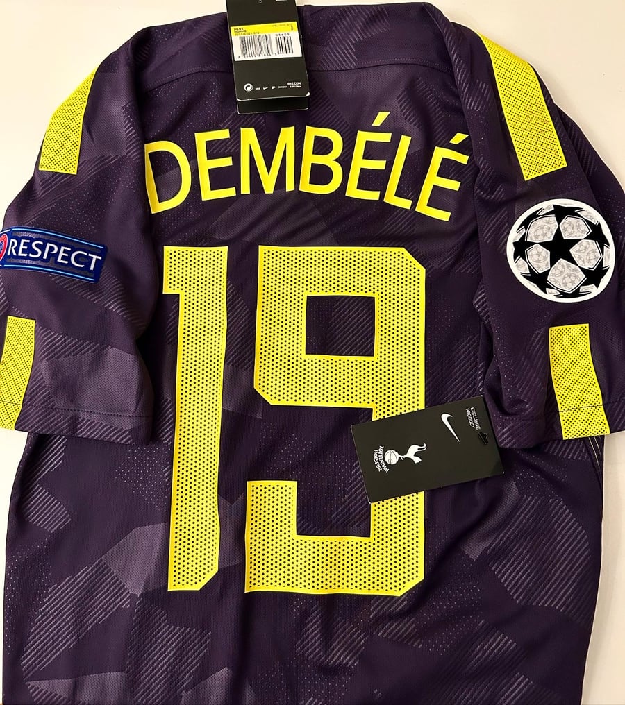Image of Brand New Tottenham "DEMBELE 19" 2017/18 UCL Third Shirt, S