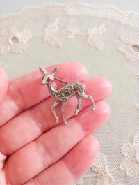 Image 3 of 1960s Vintage Marcasite Deer Brooch
