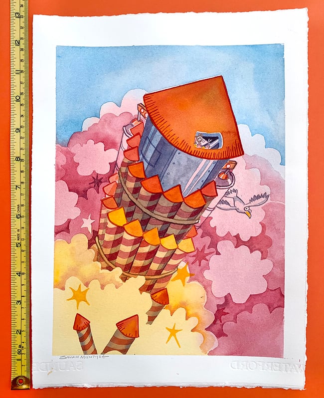 Mice on the Moon original art: Rocket Launch!