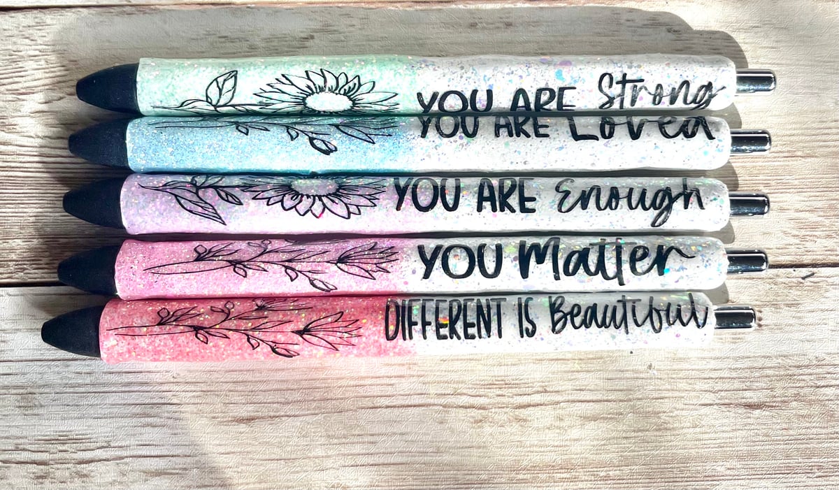 Positive Affirmation Pen Set, Colorful Gel Ink 5 Pack, Journaling Pens,  Doodling Pens, 0.5 Fine Tip, Write Happy Pens With Sayings for Women 