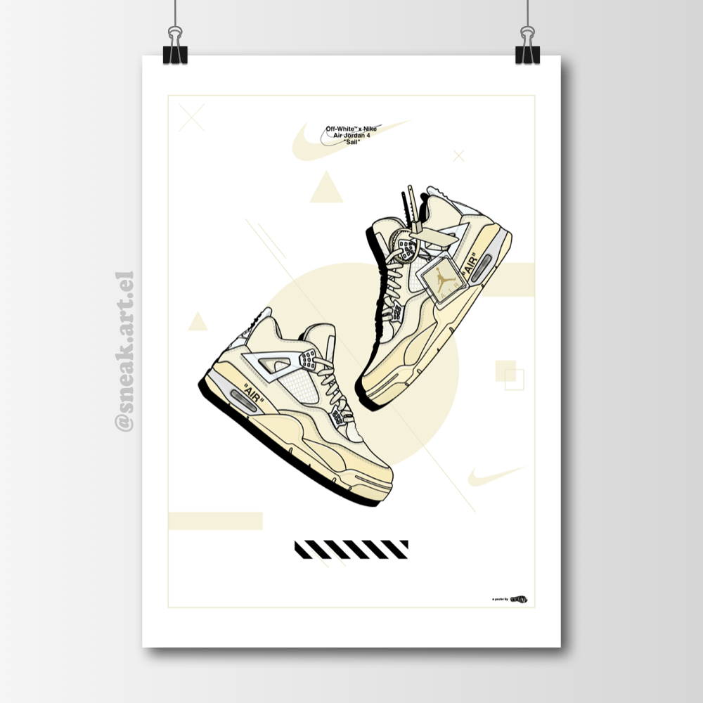off white jordan 4 drawing
