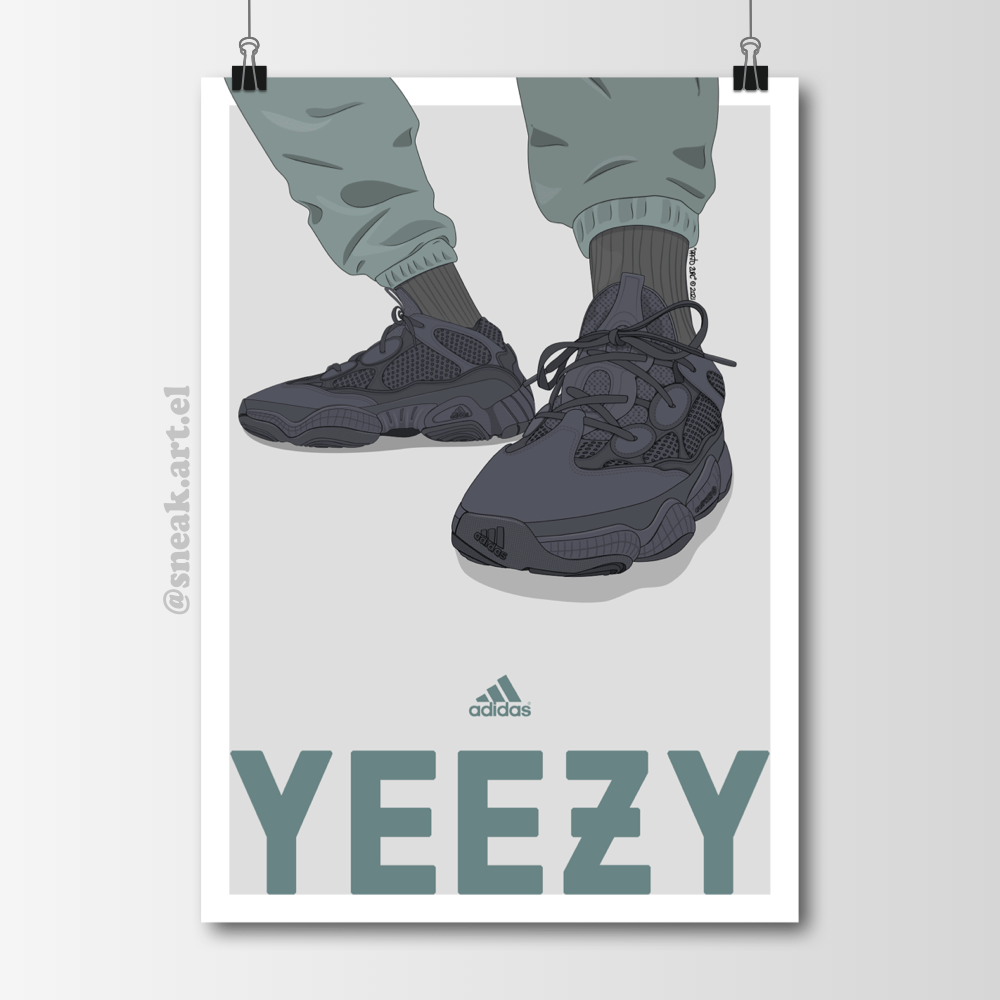 Sneaker Poster Yeezy Boost 500 “Utility Black” Print | sneak.art.el