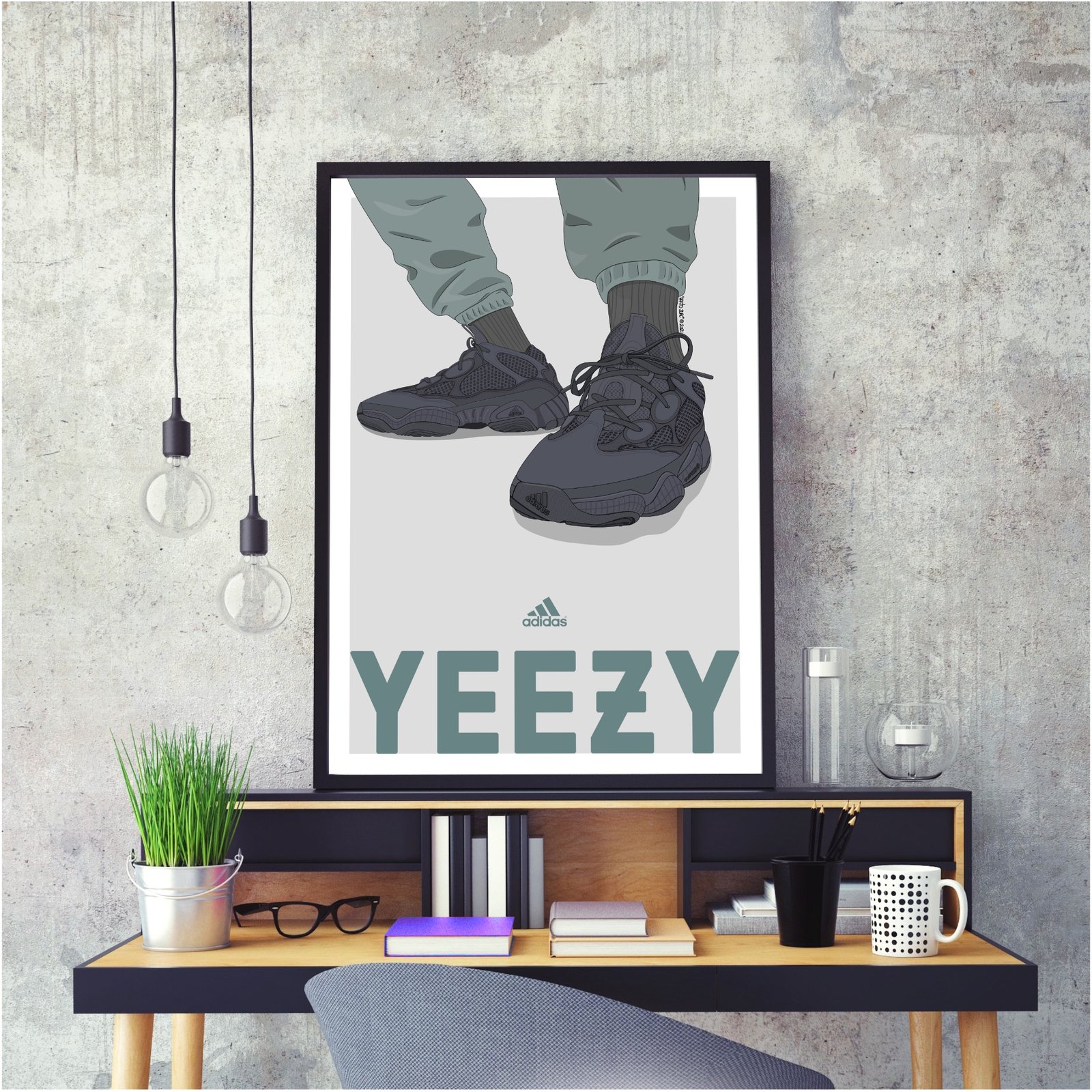 Sneaker Poster Yeezy Boost 500 “Utility Black” Print | sneak.art.el