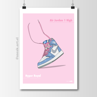 Image 1 of Sneaker Poster Air Jordan 1 “Hyper Blue” Print